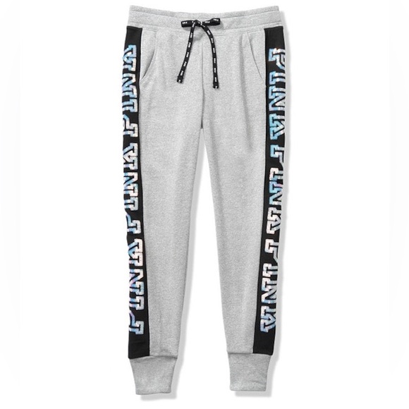 NWT Rare PINK Victoria's Secret Silver Mermaid Bling Sequin Jogger Pants - Picture 7 of 13